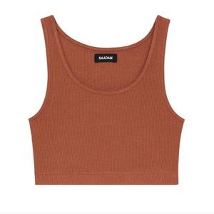NWT Naadam Ribbed Lightweight Cropped Tank in the color Rust Brown, size Medium